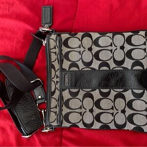 Coach Signature Black and Gray Shoulder Bag